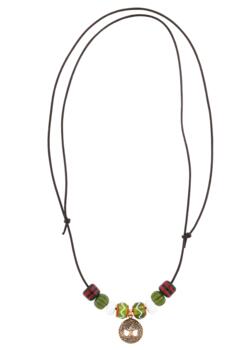 Halskæde med Farvede Glasperler