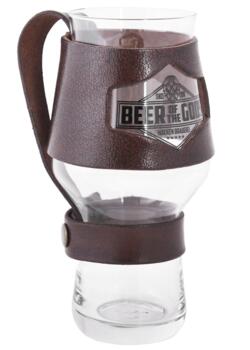 Ølglasholder i læder – brun