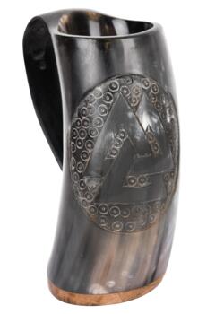 Hornkrus i ægte horn med træbund