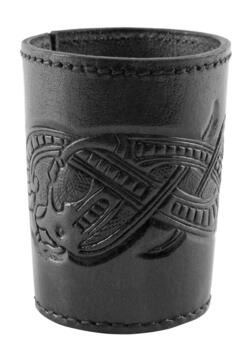 Terningebæger i læder med dragemotiv