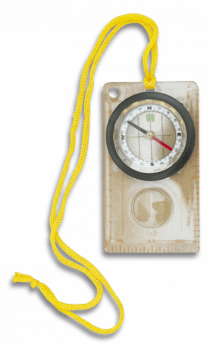 Kortkompas med væske og lup