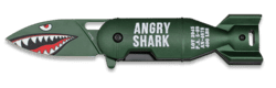 Foldekniv med angry shark 3D design