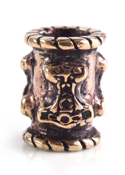 Viking Skæg- og Hårperle i Bronze med Thors Hammer