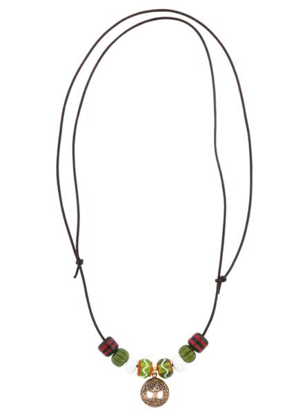 Halskæde med Farvede Glasperler