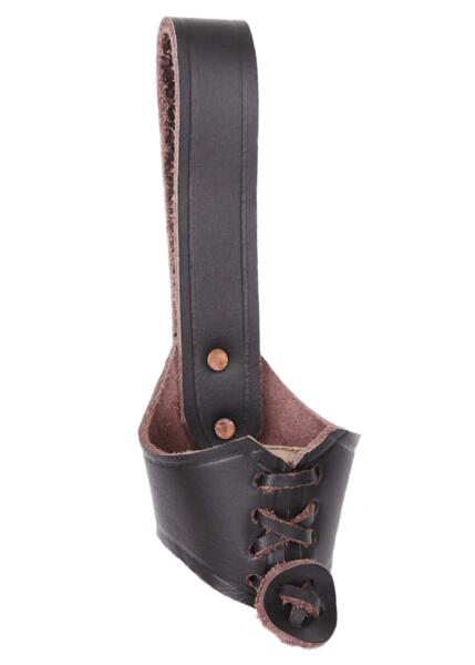 Bælteholder til drikkehorn i læder