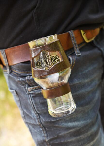 Ølglasholder i læder – brun