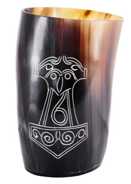 Drikkekop i ægte horn uden hank