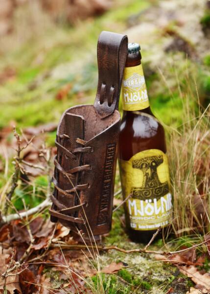 Flaskeholder i læder til bælte