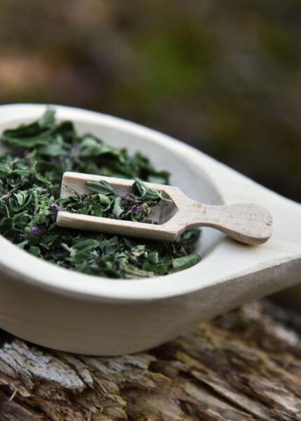 Lille doseringsske i bøgetræ