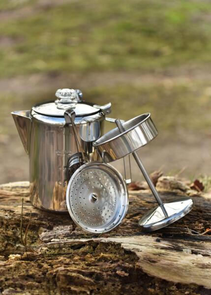 Kaffekande i rustfrit stål med perkolator