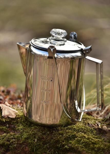 Kaffekande i rustfrit stål med perkolator