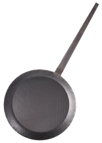 Stegepande i smedejern med krog-håndtag