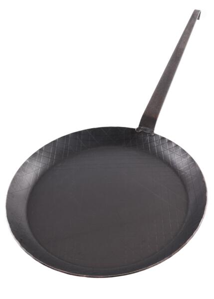 Stegepande i smedejern med krog-håndtag