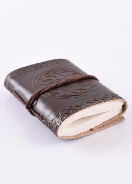 Lille notesbog med præget læderomslag