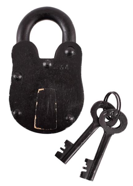 Stål hængelås i middelalderstil med 2 nøgler