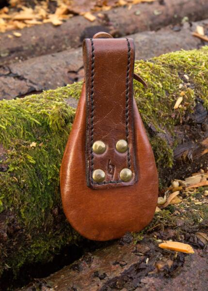 Kompas i messing med læderpose