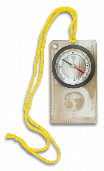 Kortkompas med væske og lup