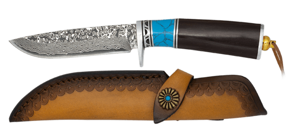 Damaskuskniv med ibenholt og resin