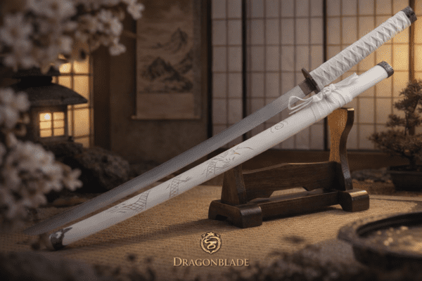 Ornamental katana med dragegravering