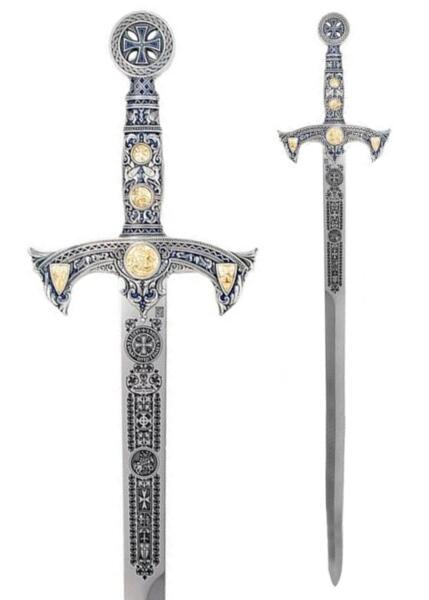Templarsværd – Sølv med blå kontraster