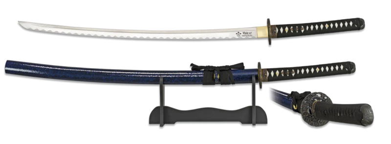 Katana i kulstofstål – sort tsuka – 102 cm