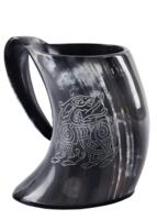 Stort ølkrus i ægte horn